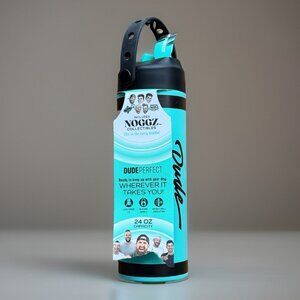 NWT Dude Perfect 24oz Water Bottle Teal w Handle & Leakproof Lid Missing Charms